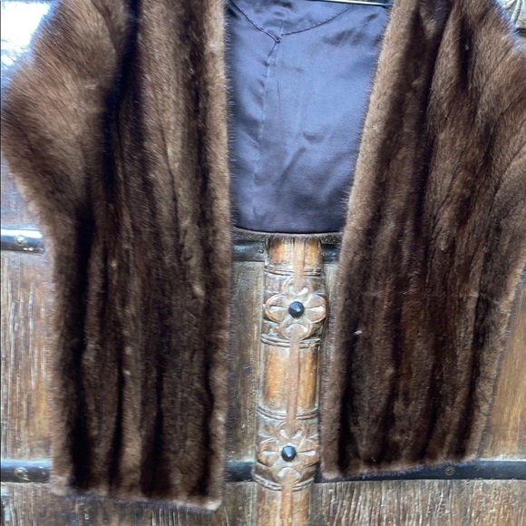 Vintage Real Mink Fur Stole / Shrug | Old Hollywood Bridal Capelet | Brown | OS - Picture 4 of 8